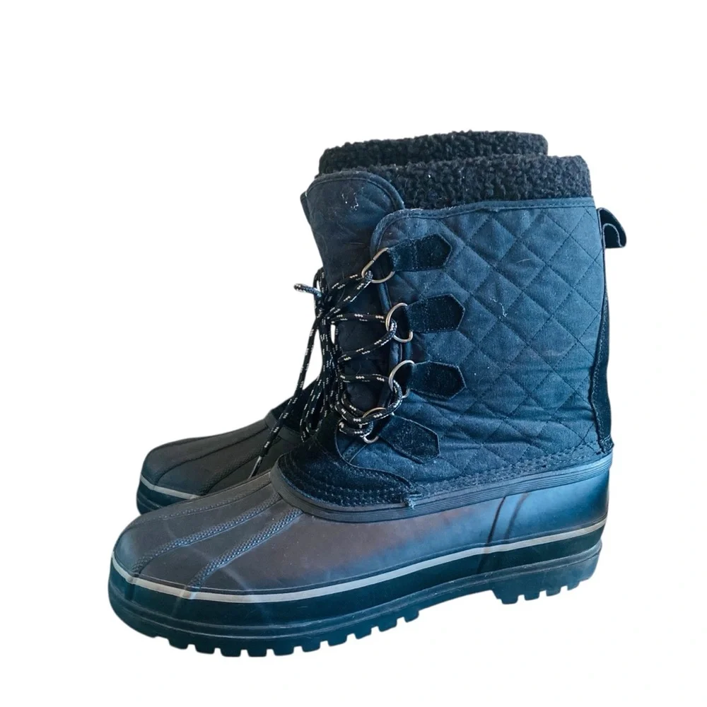 KHOMBU Black Men’s Lace Up Snow Boots Steel Shank